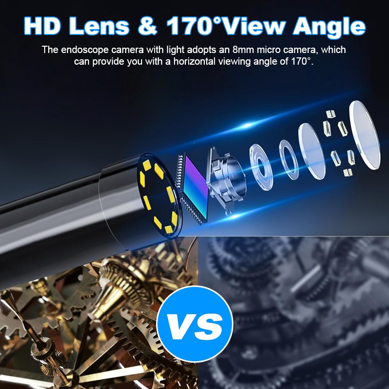 IP67 HD 1080P Industrial Endoscope Camera 8mm Lens Pipe Sewer Inspection Camera