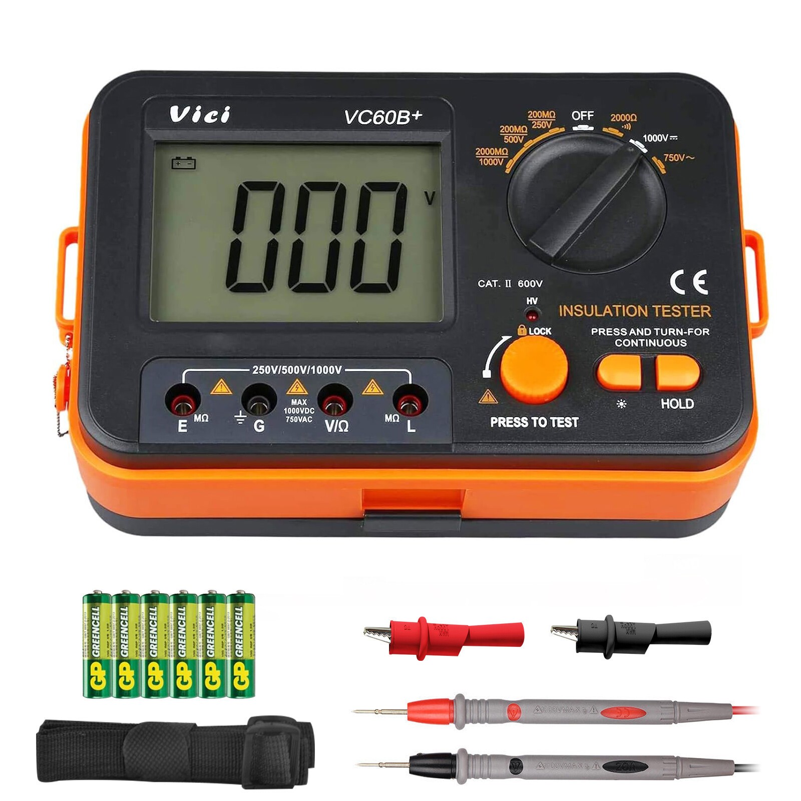 Digital Insulation Resistance Meter Tester Megger OHM 2000MΩ Megohmmeter 1000V