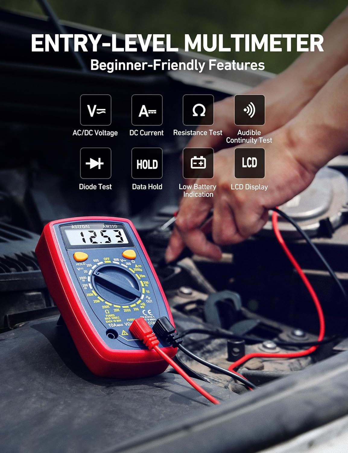 Digital Multimeter Tester 2000 Counts with DC AC Voltmeter and Ohm Volt