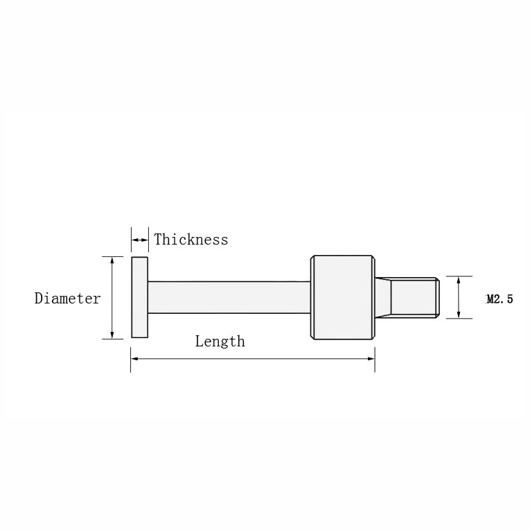 M2.5 Thread Flat Contact Point 6mm Dia for Depth Gauge Dial Digital Indicator