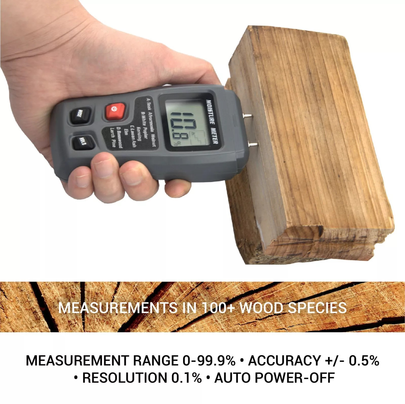 Digital LED Wood Moisture Meter Detector for Firewood Floor Furniture Cardboard