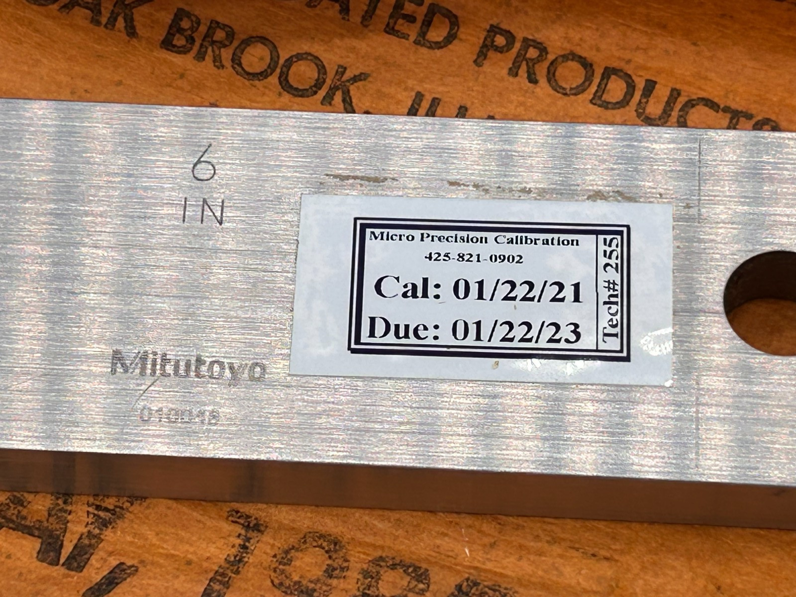 Mitutoyo 611206-241 6 Inch Rectangular Steel Gage Block Inspection