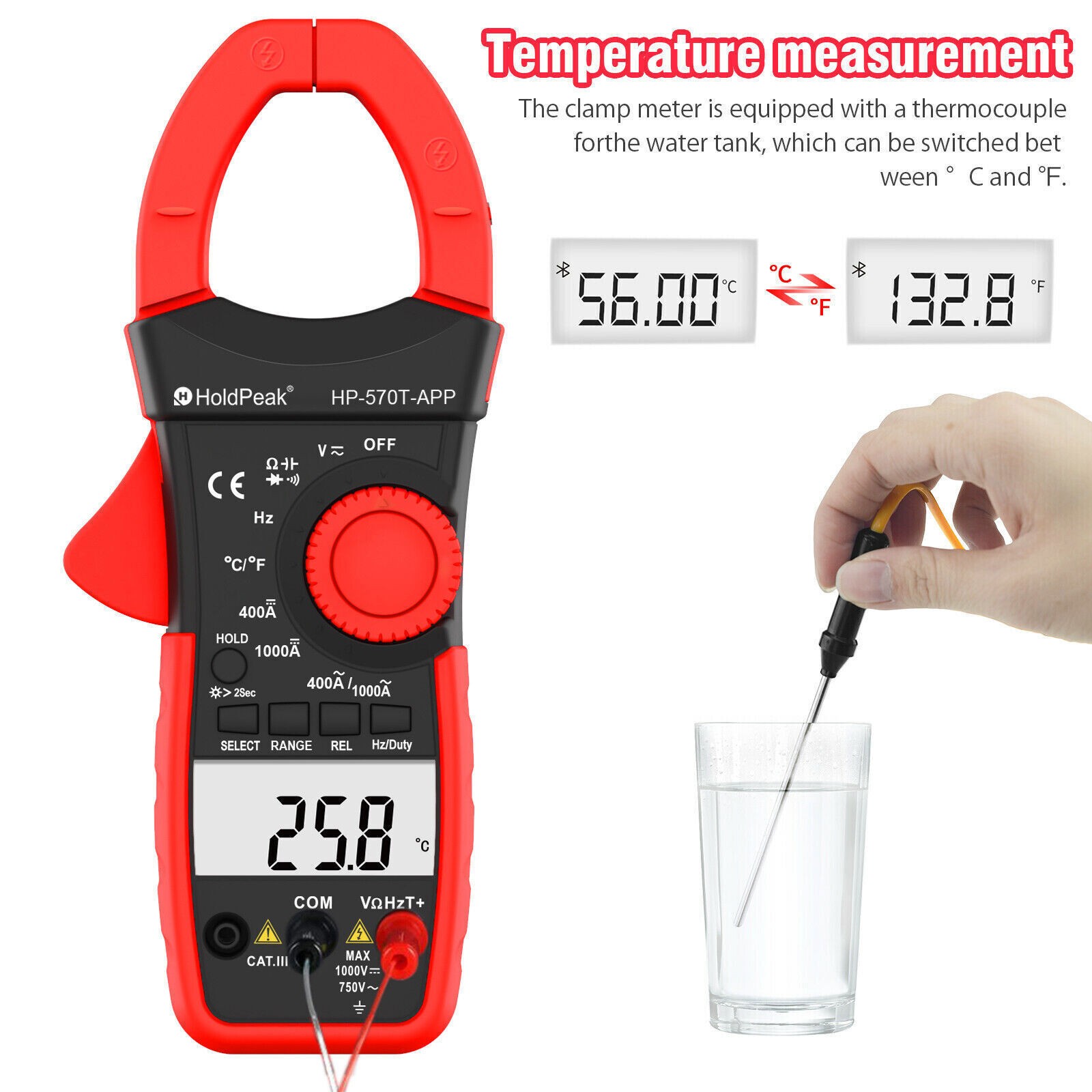 1000A AC/DC Current Amp Clamp Meter Auto Range Clamp on Ammeter Multimeter Temp