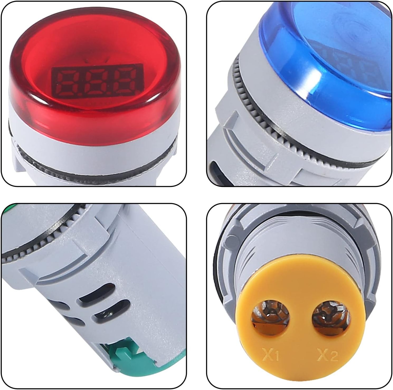 4PCS Round LED Voltage Meter Indicator Digital LED Display Voltmeter AC 60-500V