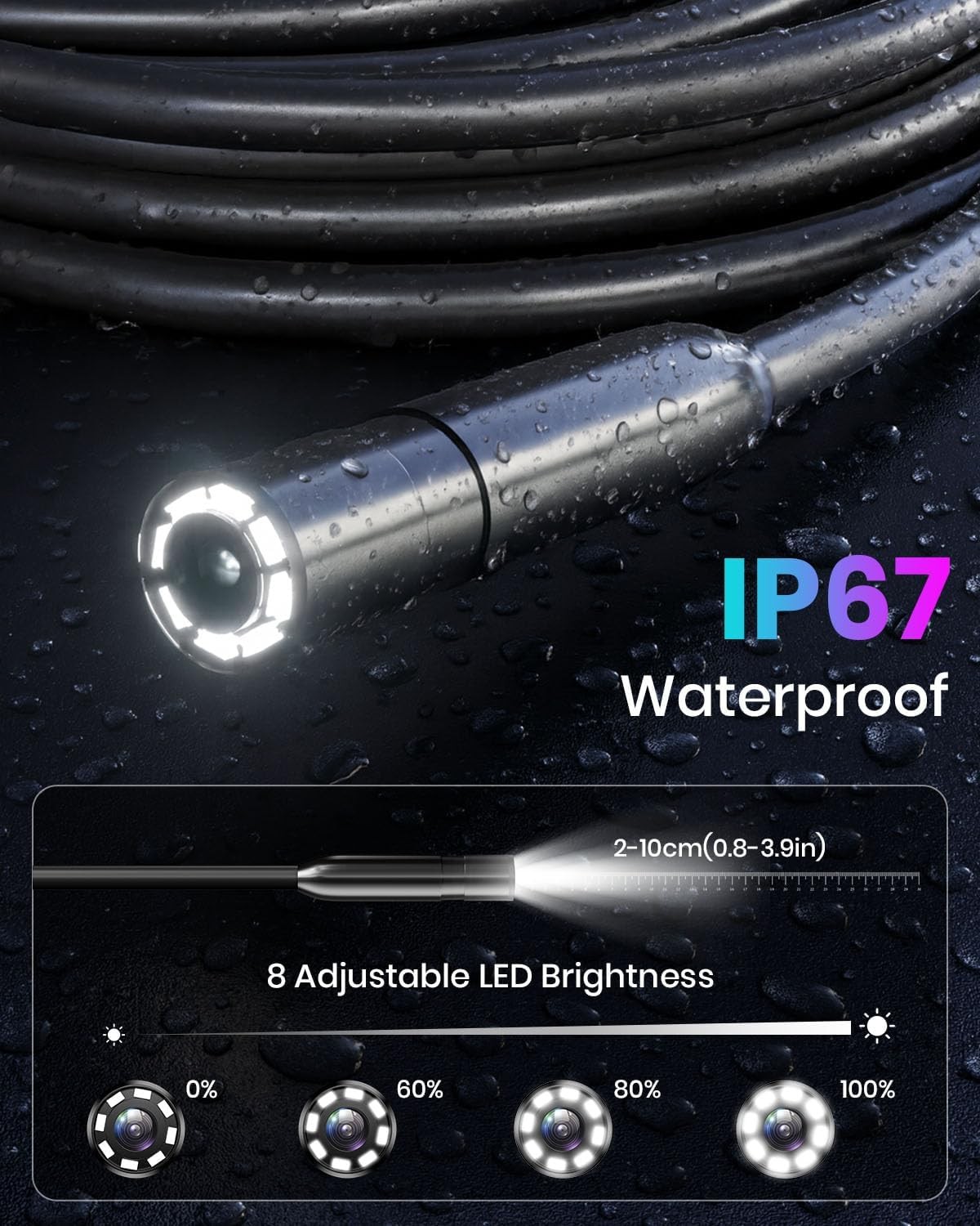 New Endoscope Camera with Light,Borescope Cameras with 4.3″ IPS 1920P 16.5 FT