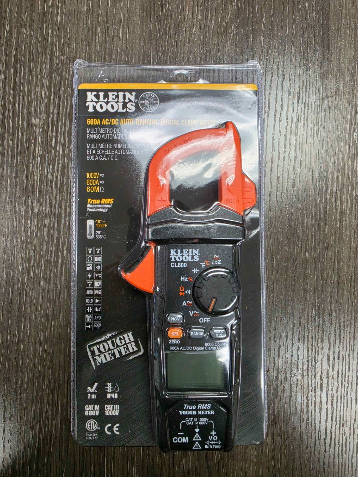 Klein Tools CL800 AC/DC True RMS Auto-Ranging Digital Clamp Meter NEW OEM