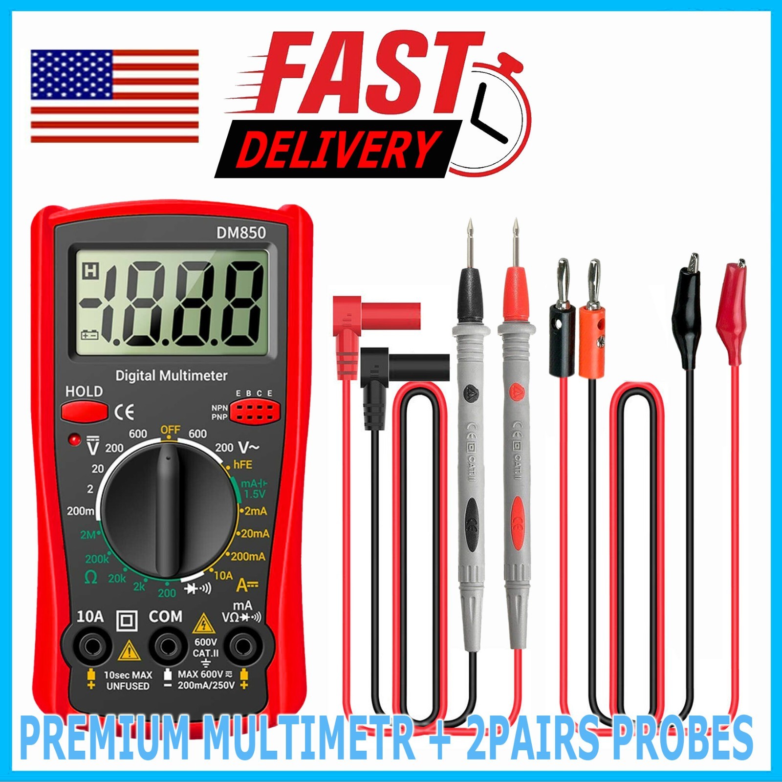 Digital Multimeter Voltmeter DM850 AC DC Ammeter Ohmmeter Volt Meter Tester Ohm
