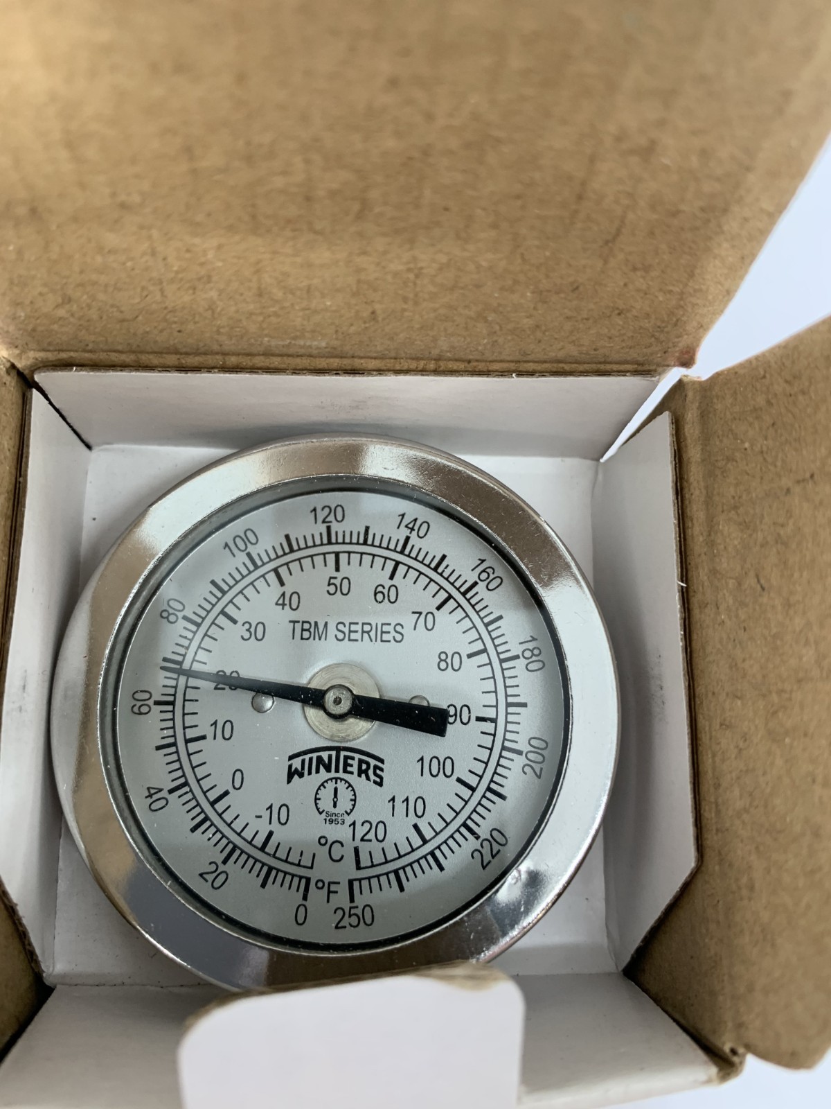 Winters TBM20025B8 Bi-Metal Thermometer 2″ TBM w/2.5″ Stem 0-250F & -20-120C
