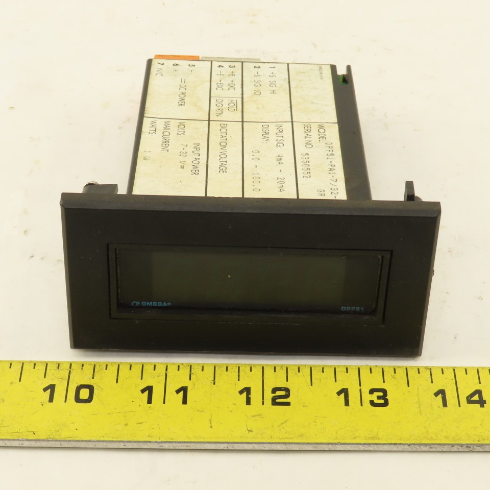 Omega DPF51-PA1-7/32-GR Mini Size Digital Panel Meter 3-1/2 Digit 7-32V