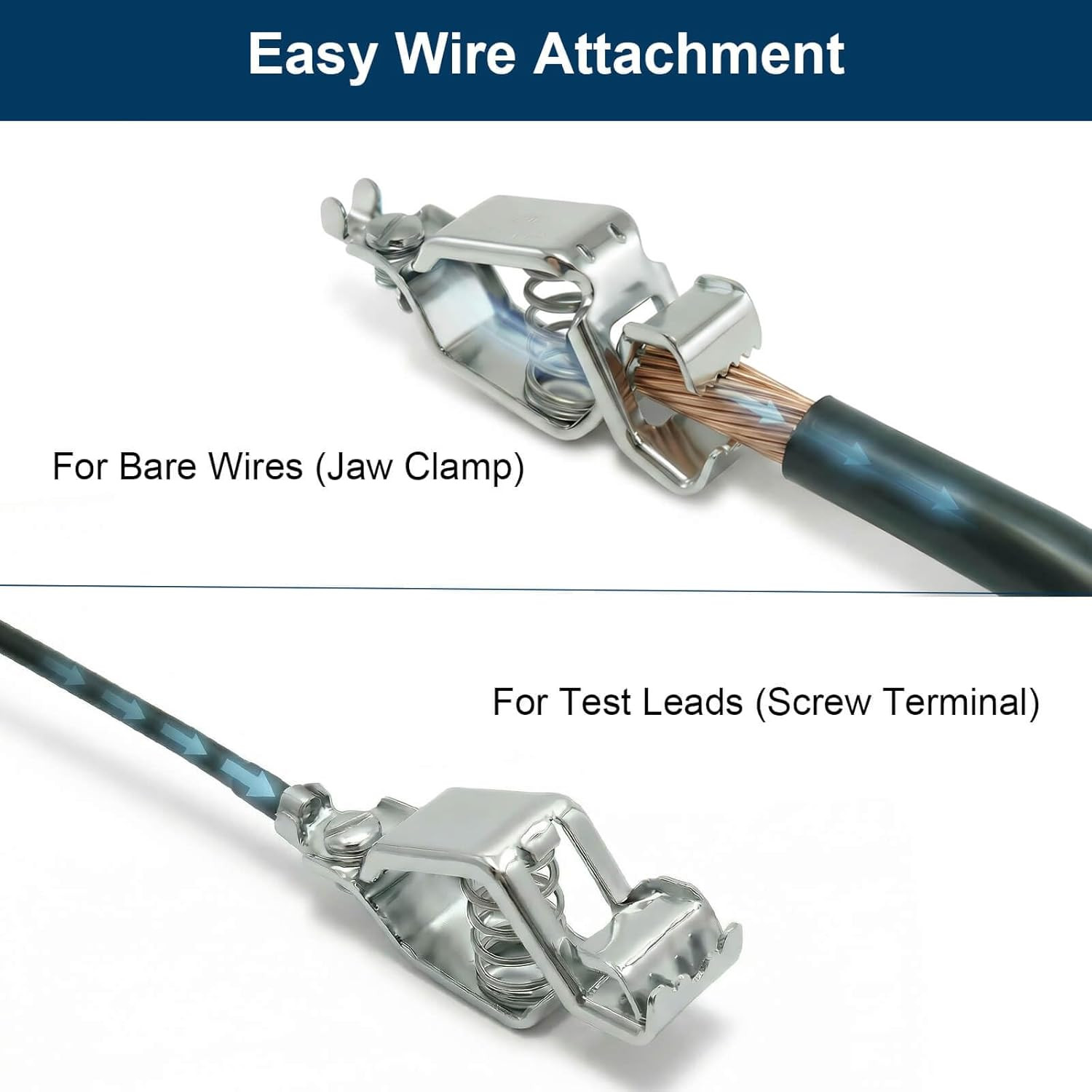 25 Amp Heavy-Duty Metal Alligator Clips, Electrical Battery Clamps with Screw Te