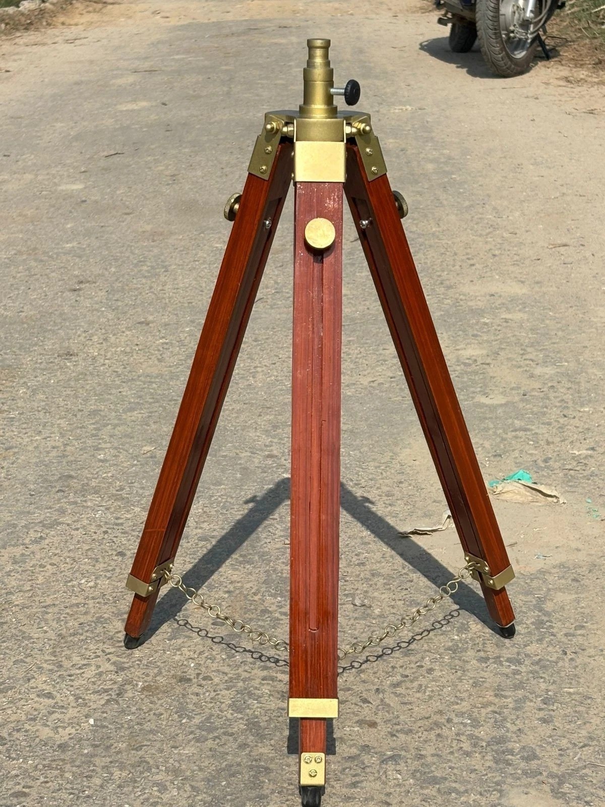 Adjustable Wooden Surveyor Tripod Stand with Brass Fittings – Vintage Style
