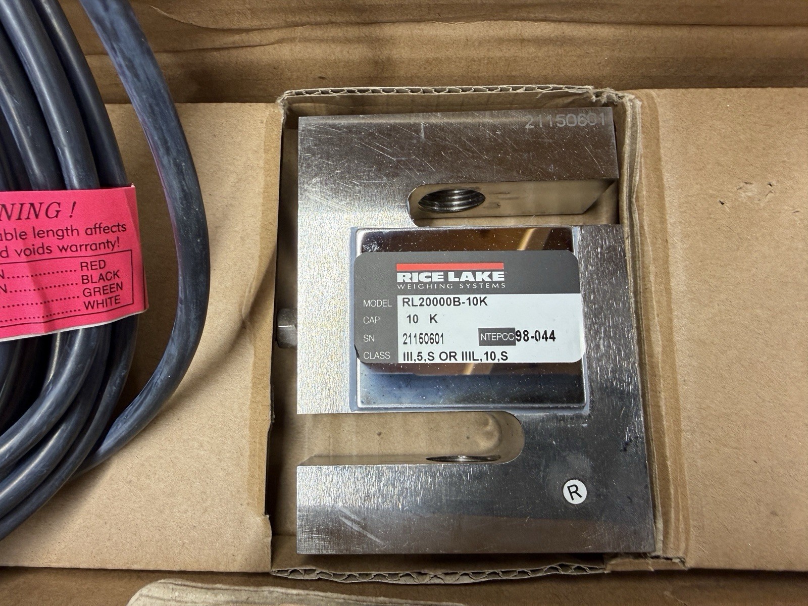 Rice Lake RL20000B-10K (S)-Beam Load Cell 100lb Cap. Brand New In Box #21444