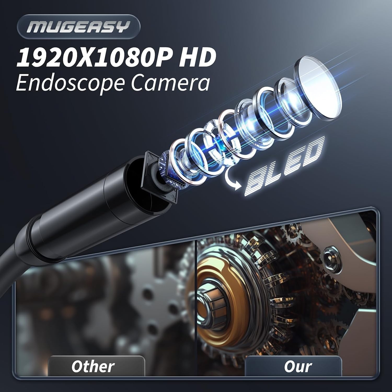 8 LED Inspection Borescope with 4.3-Inch Display – Perfect for Pipes and More