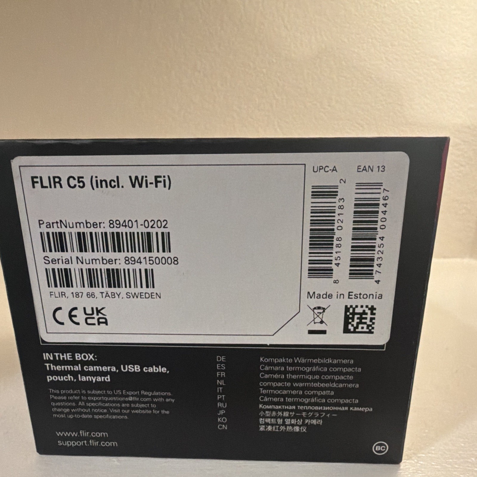 FLIR C5 Handheld Thermal Camera Wi‑Fi 160×120 IR Up to 400°C 89401-0202