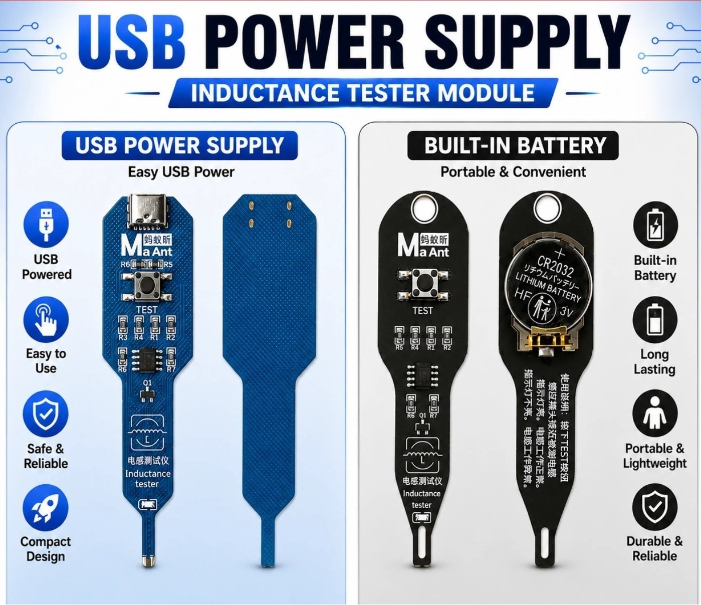 M093 Inductance Tester Motherboard Coil Tester Inductor Detector Repair Tool SP*