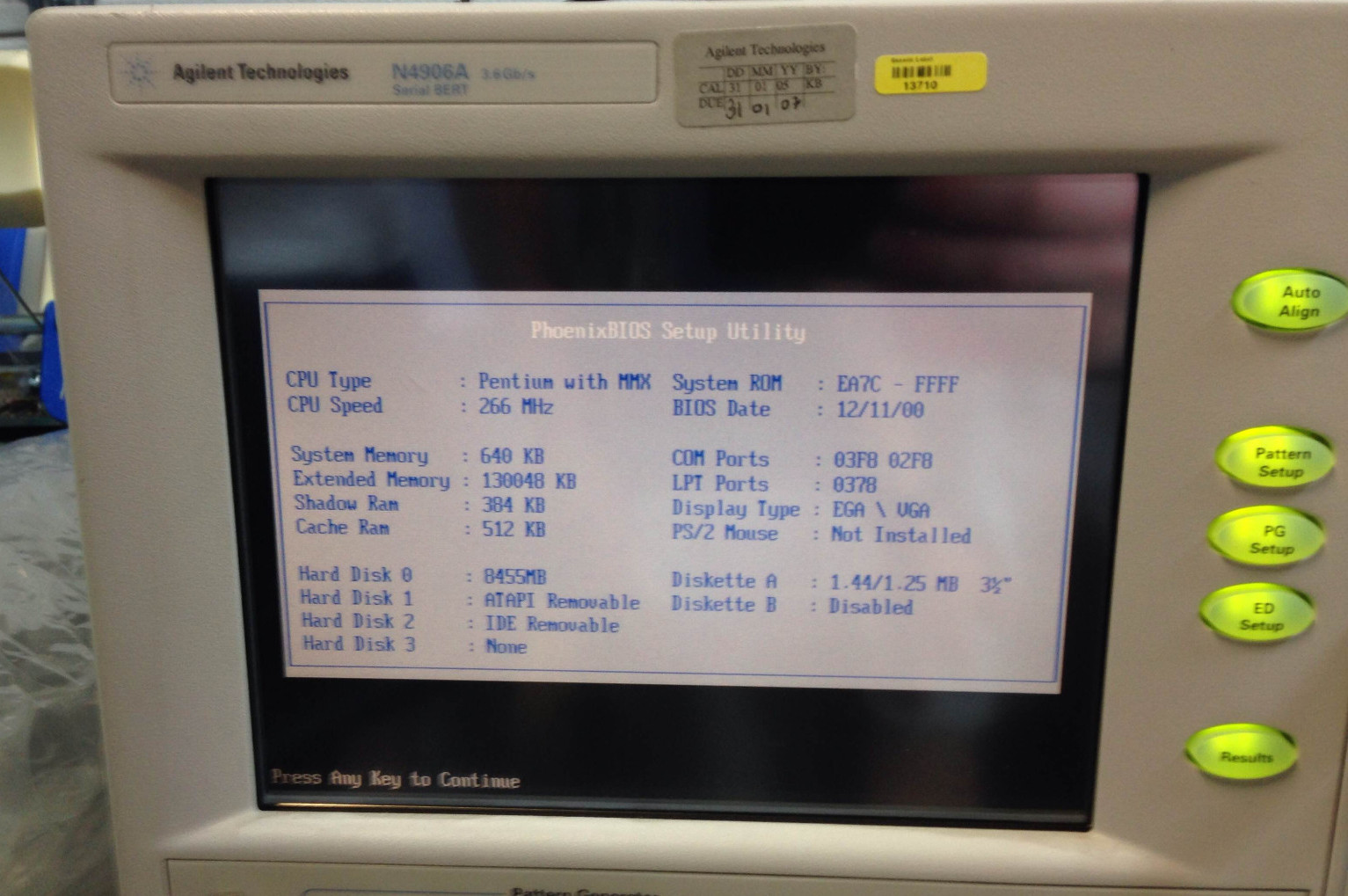Agilent N4906A Serial BERT 3.6 Gb/s CFG001 12 Gb/s