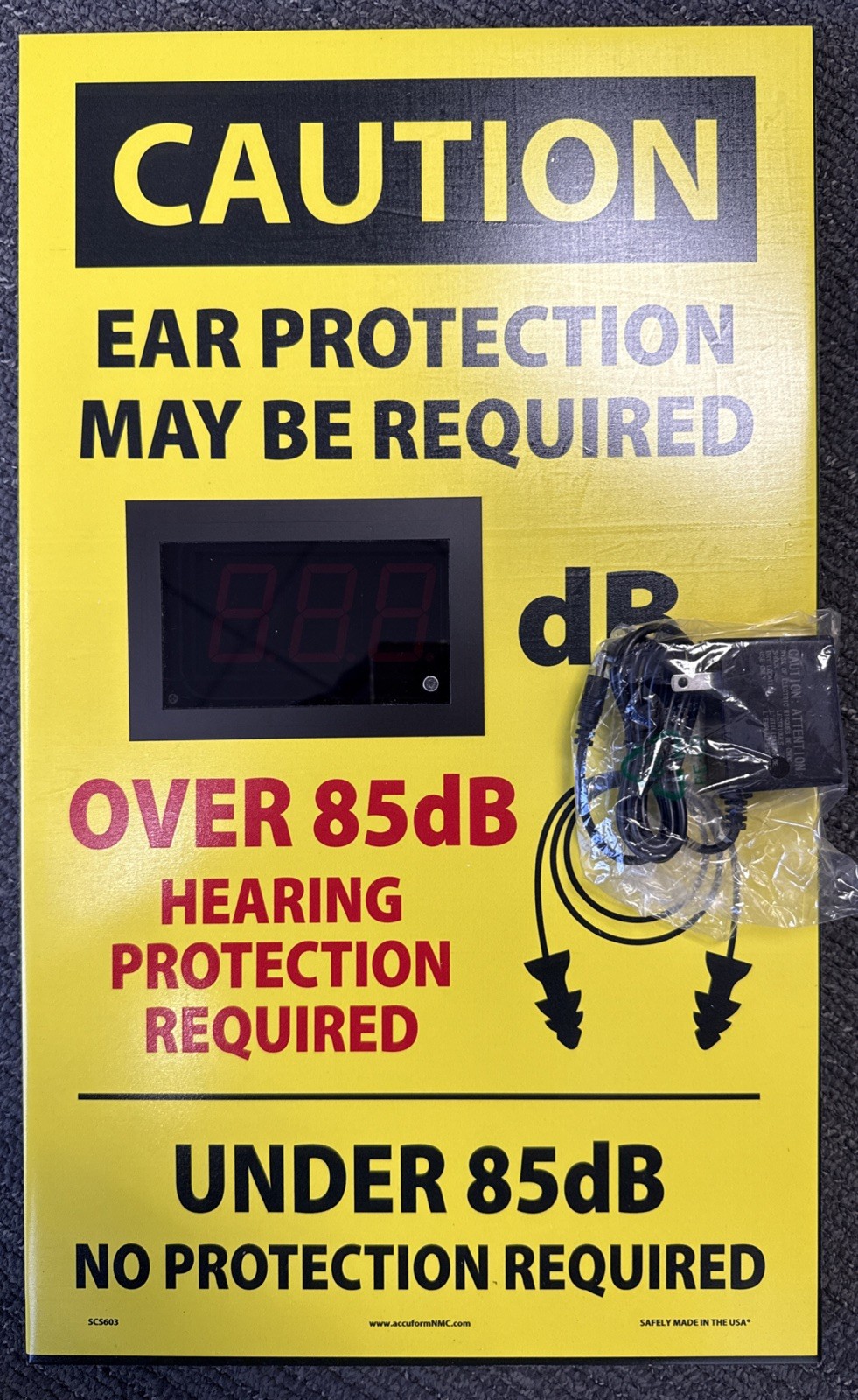 Condor 444A65 Sound Level Decibel Meter Caution Sign, 20 in x 12 in, Aluminum