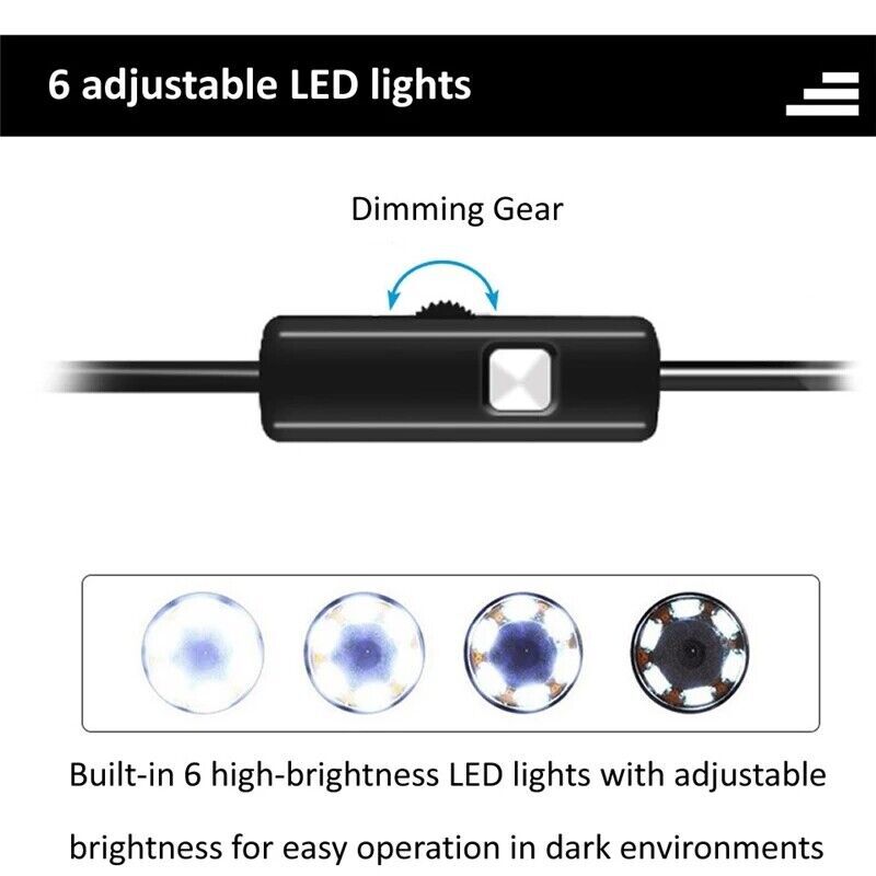 6LED USB Snake Endoscope Borescope HD Inspection Camera Scope for Android Type C
