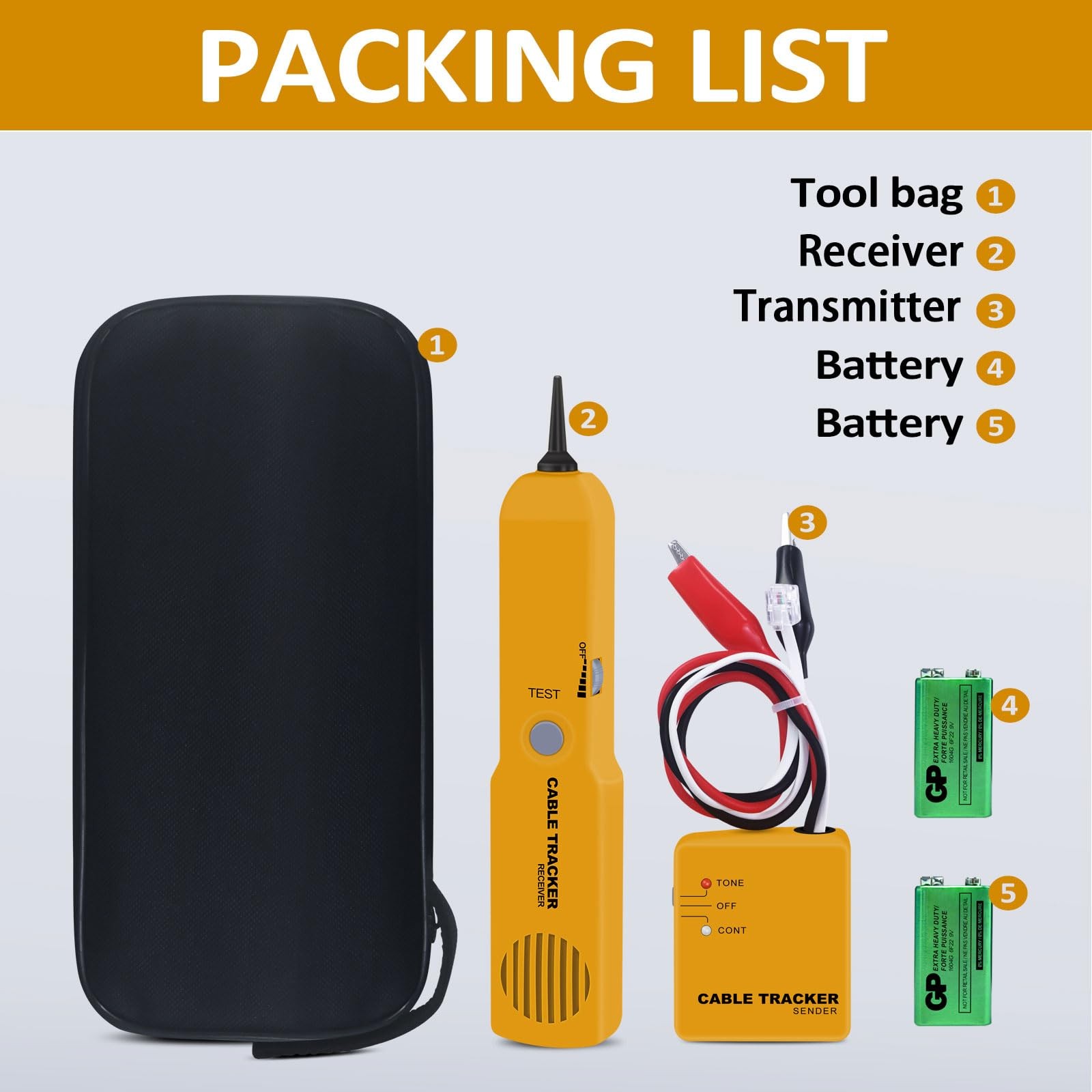 Xin Tester Wire Toner Cable Tracer, Tone Generator and Probe Kit High Orange