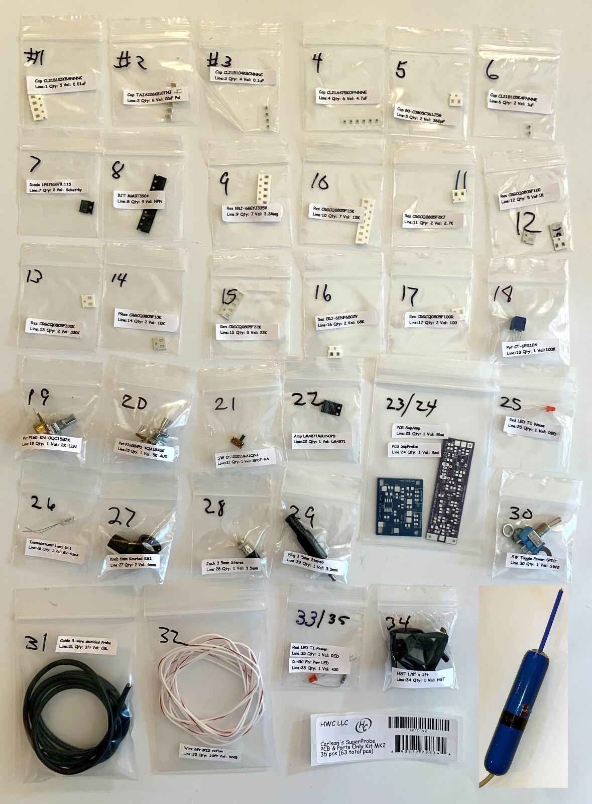 New Mr Carlson’s Super Probe From YouTube with SS Probe Kit MK3 2 PCB DIY SMD