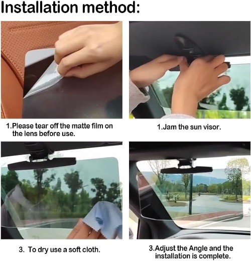 2Pcs Visor for Car (Upgraded Version to Block Harmful UV Rays) Adjustable Angle,