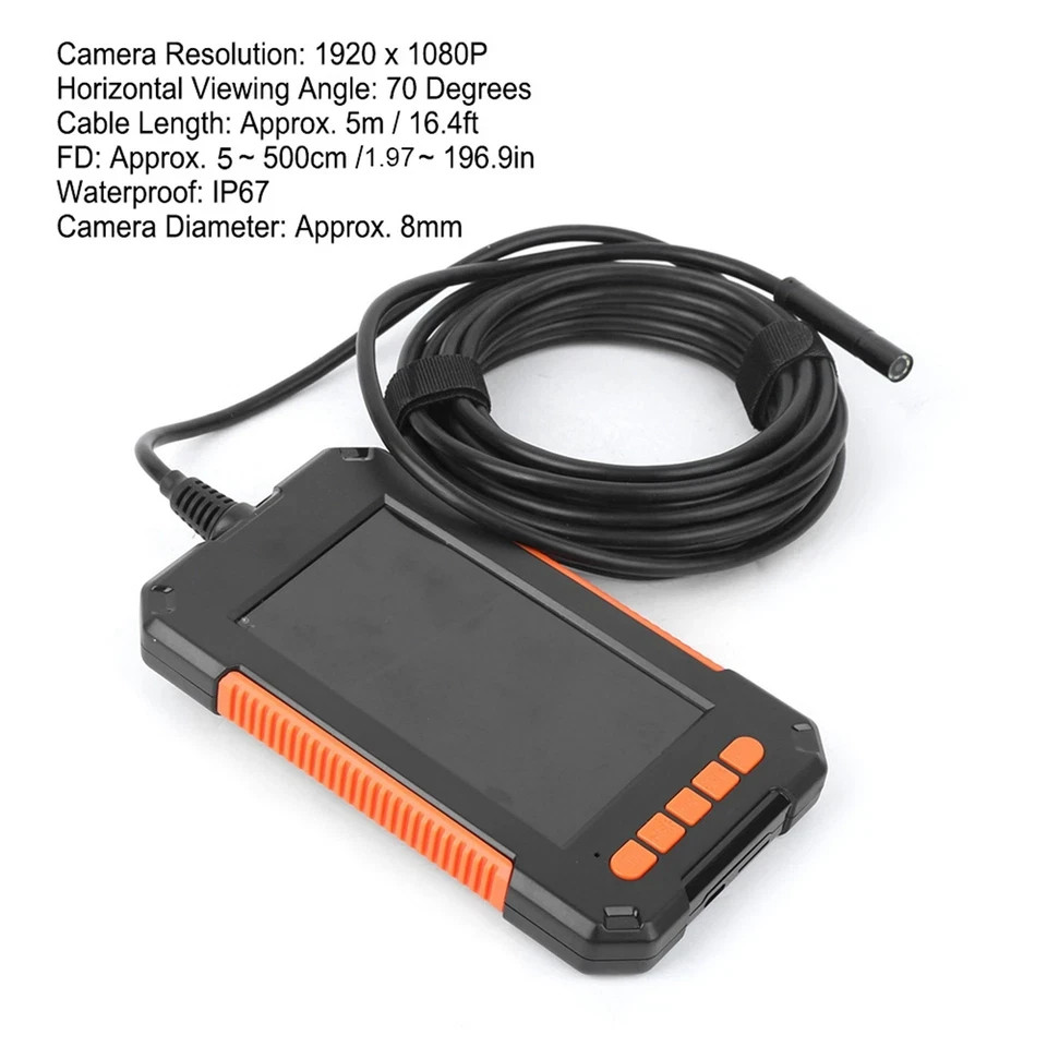 P40 8mm Endoscope 1920 X 1080P 4.3inch Color Display Screen Endoscope New