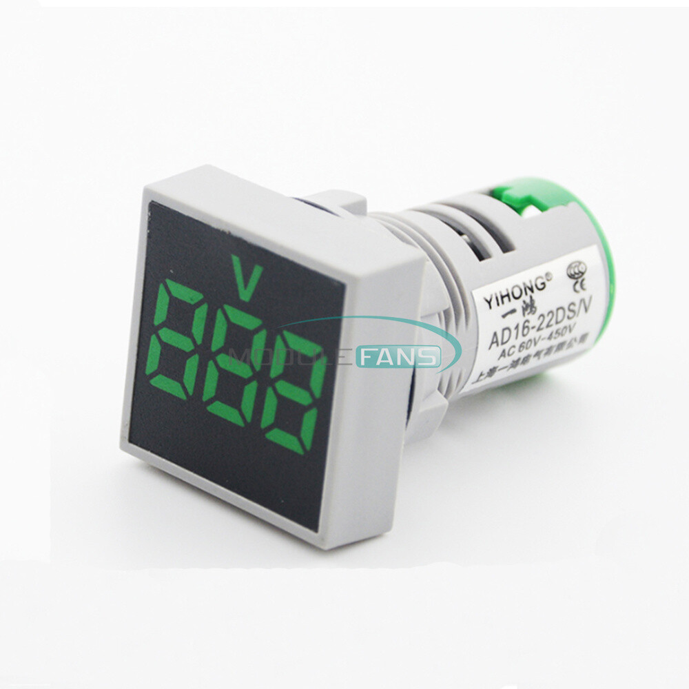 AC 20-500V Square Digital LED Voltmeter Voltage Gauge Meter Tester 5Color
