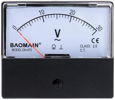 Baomain Voltmeter DH-670 AC 0-30V Rectangular Class 2.5 Analog Panel Volt Voltag