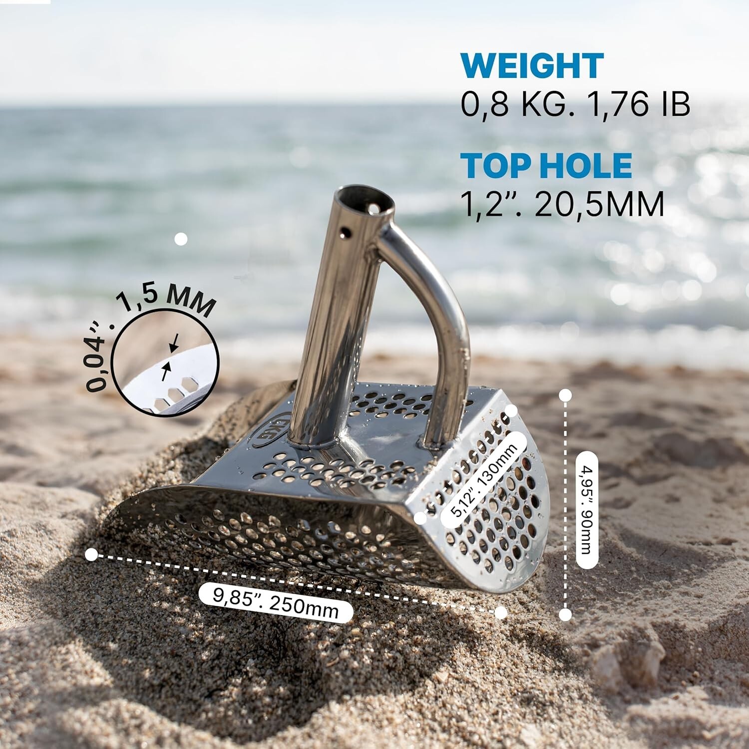 CKG Sand Scoop Metal Detecting Detector Shovel Long Carbon Fiber Handle Pole