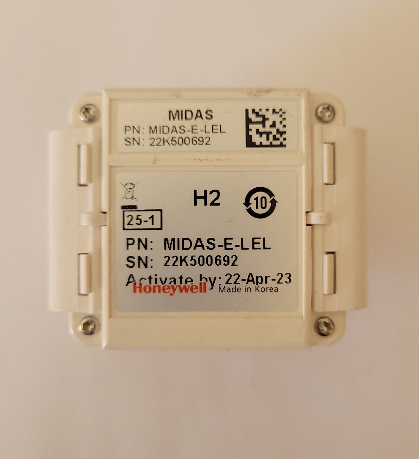 Honeywell MIDAS-E-LEL Gas Detector Sensor Cartridge Open box, 2 Years Remaining