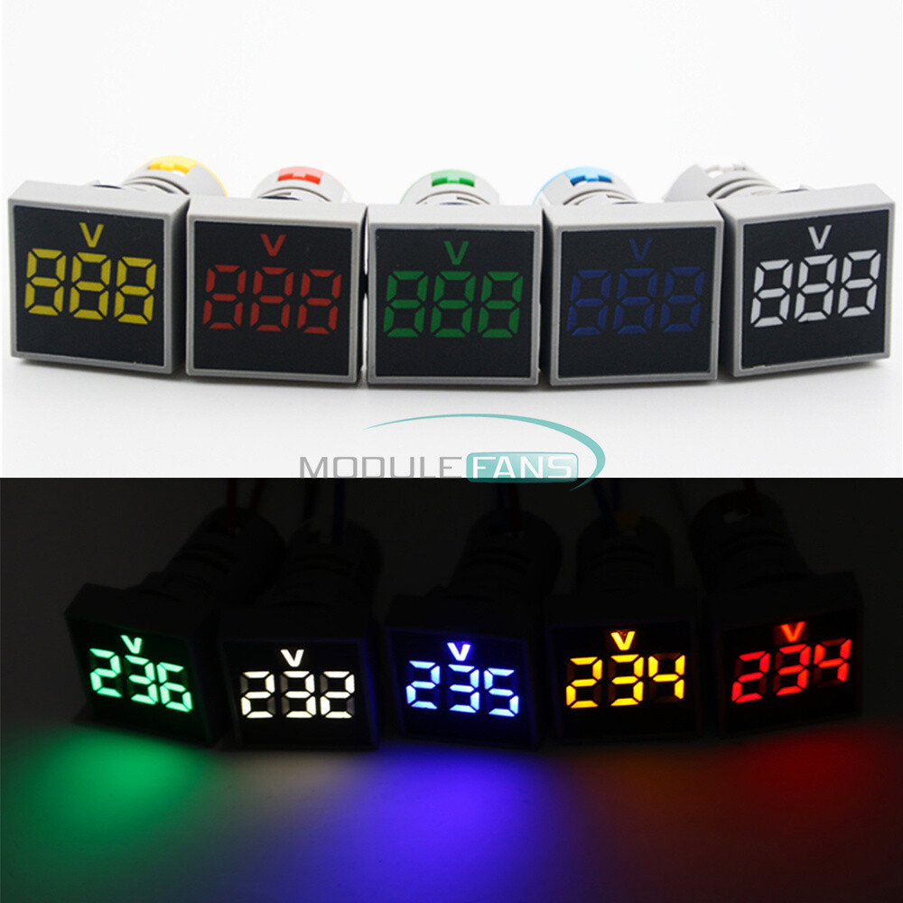 AC 20-500V Square Digital LED Voltmeter Voltage Gauge Meter Tester 5Color