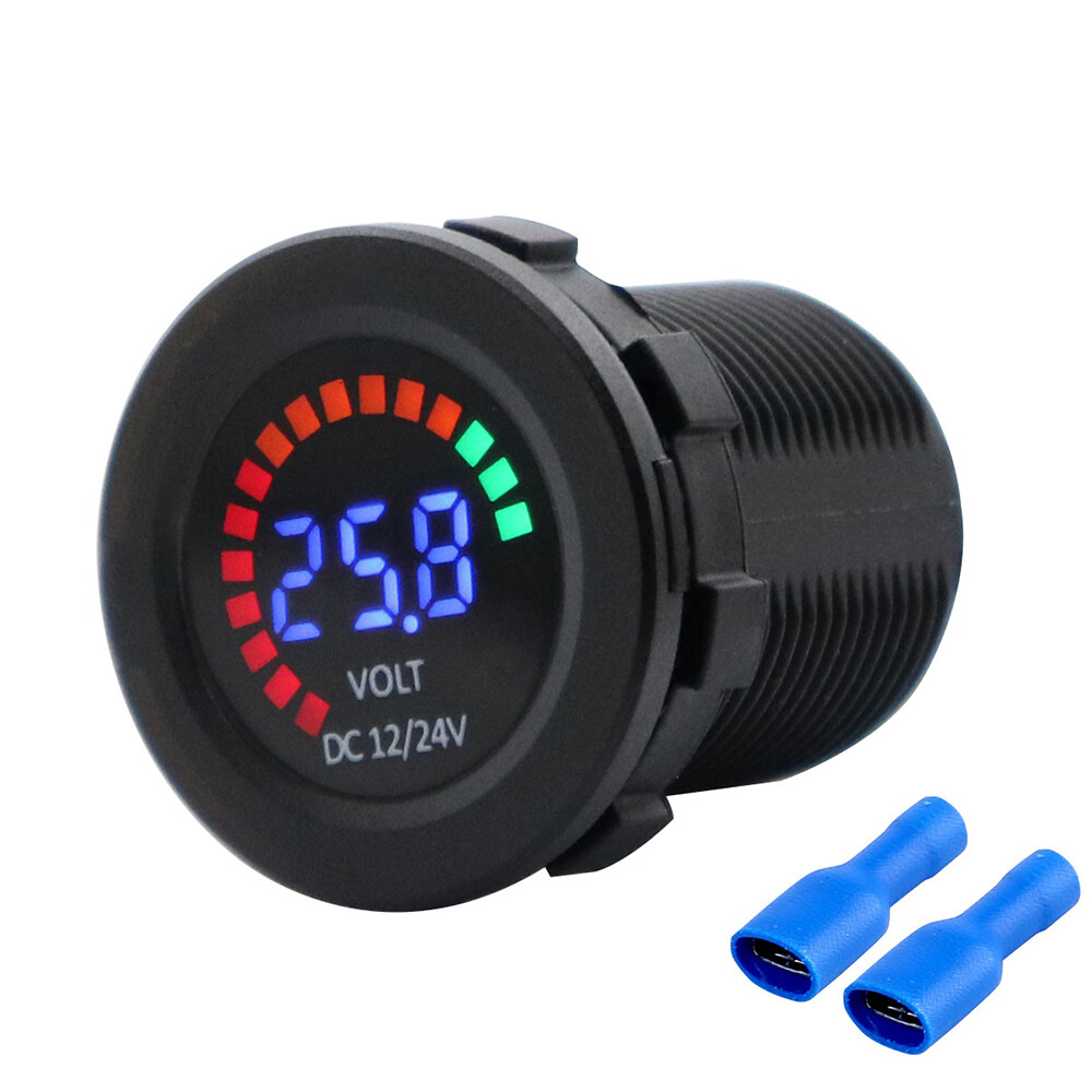 New 12/24V Color LED DC Digital Display Voltmeter with Low Pressure Buzzer W7Y9
