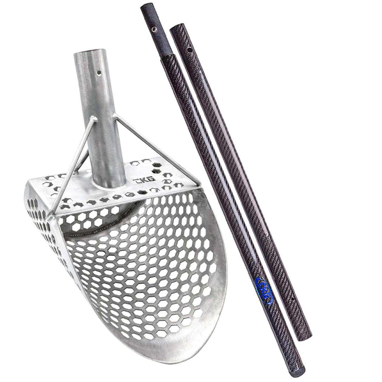 CKG 9 X 6 STAINLESS SAND SCOOP HEXAHEDRON HOLES WITH CARBON FIBER HANDLE