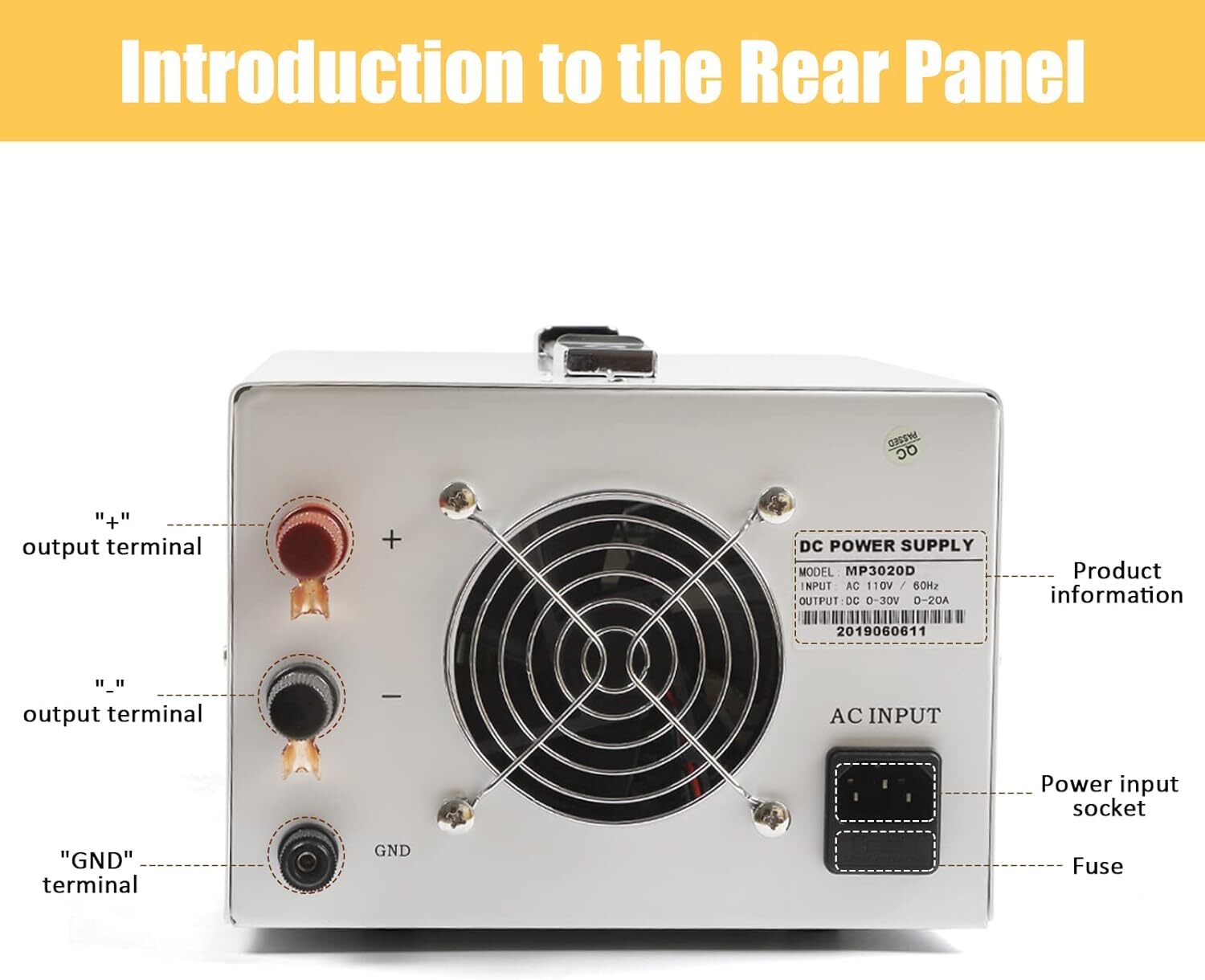MP3020D 30V 20A DC Power Supply Variable Adjustable High Precision Digital Cord