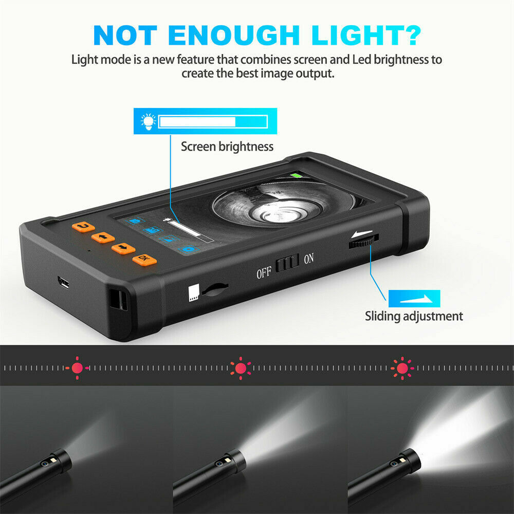 Dual Lens Industrial Endoscope Borescope LCD 4.3inch 8mm Inspection Snake Camera