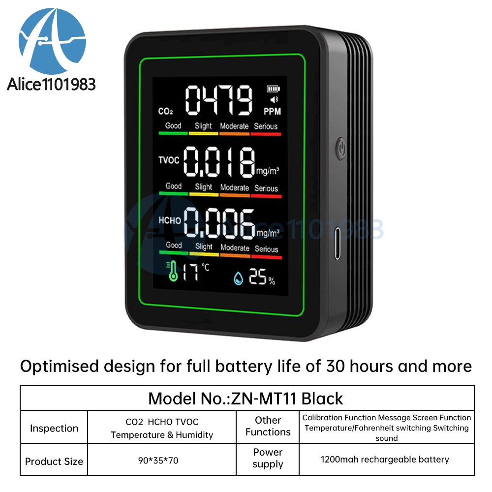 10in1 18in1 Air Quality Detector PM2.5 10 PM HCHO TVOC CO2 Formaldehyde Monitor