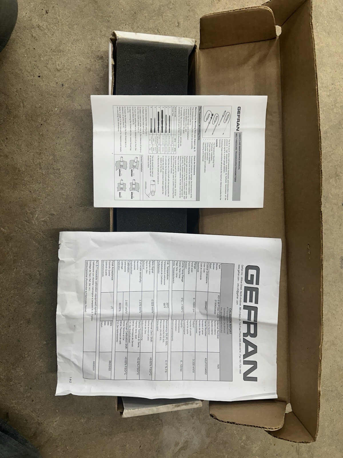 Gefran Melt Pressure Transducer New In Box