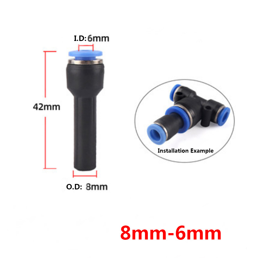 Ø 4-12mm Pneumatic Tube Hose Reducer Adapter Push-In Fittings Straight Connector
