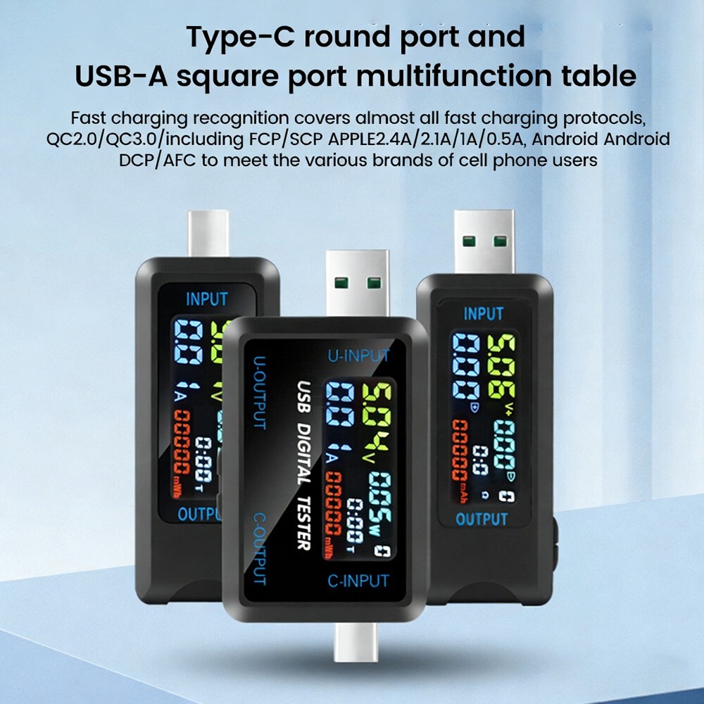 Digital Voltage Current Meter Power Capacity Tester USB Type-C Charger Detector
