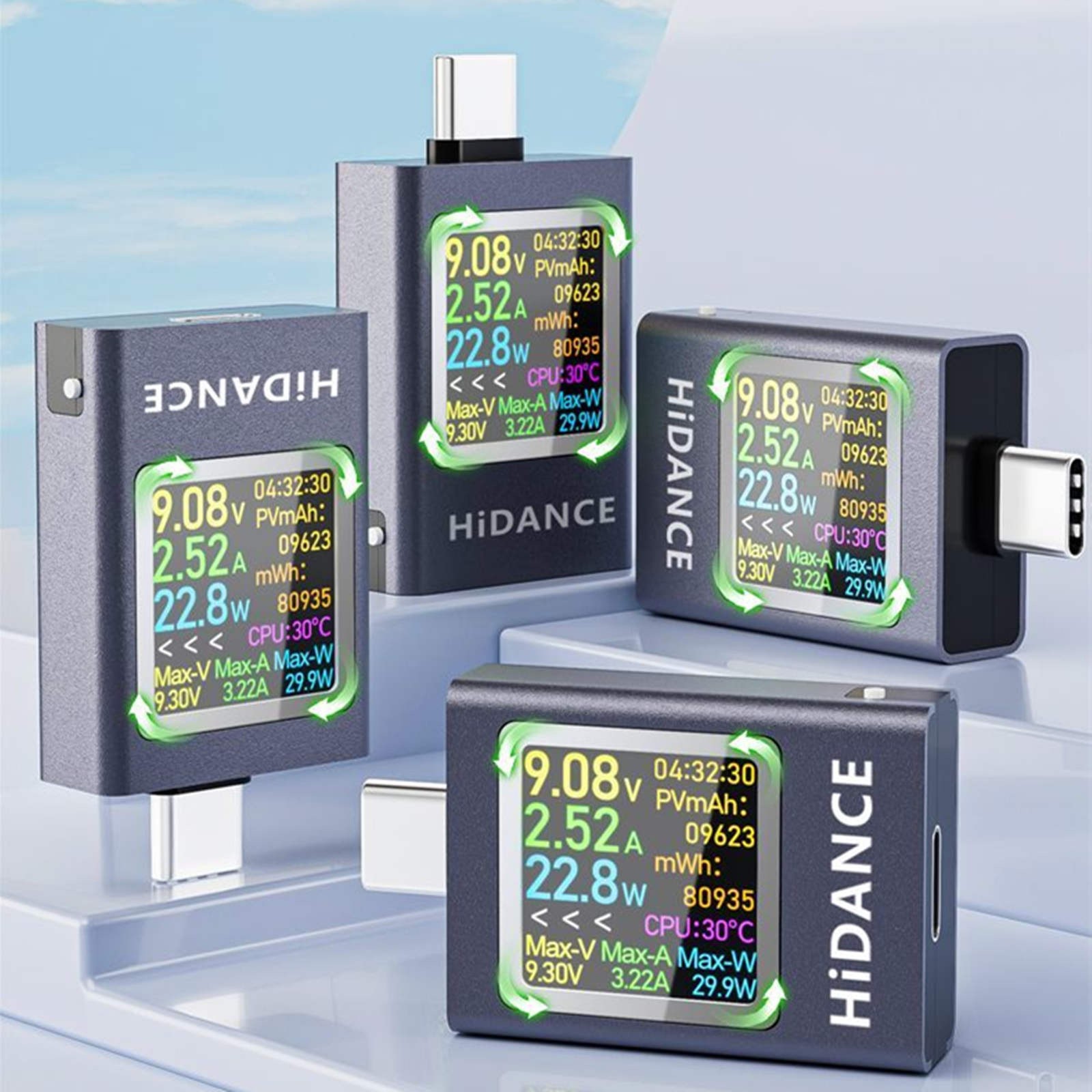 USB C Power Bank Tester Capacity Detection 50V Input PD3.1 Support Color Screen