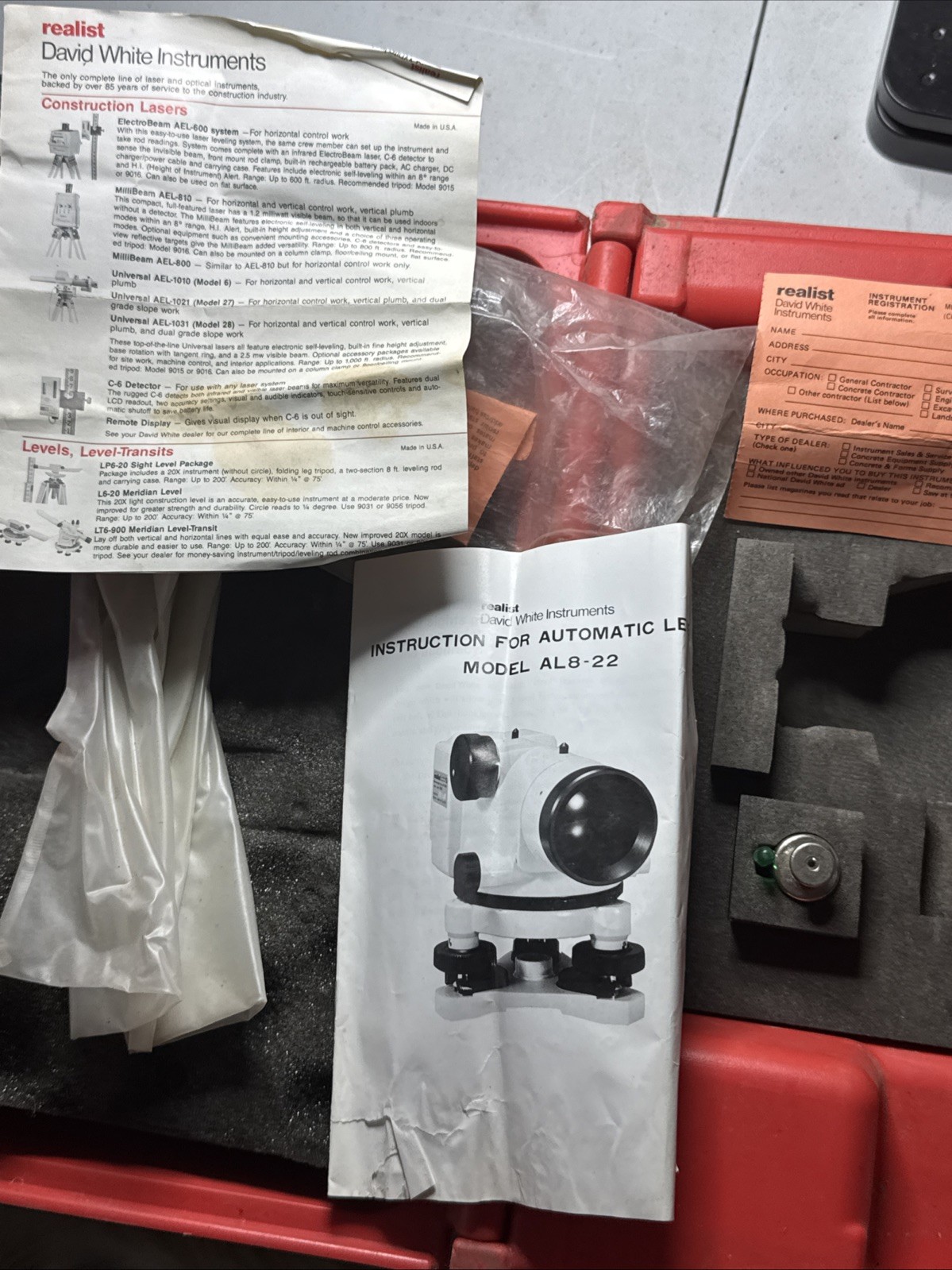 David White Surveyors Transit AL 8 -22 Series With Carrying Case