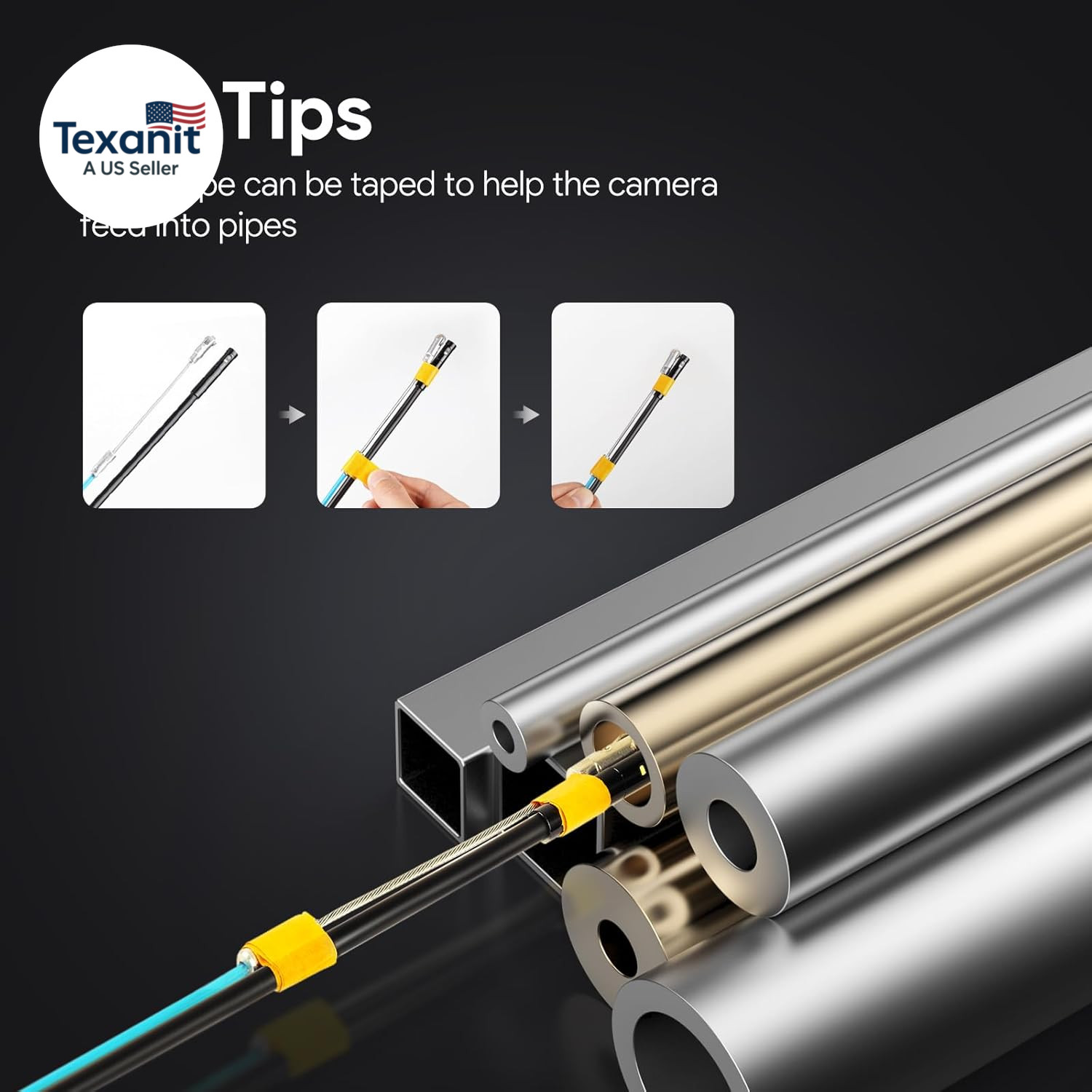50Ft Sewer Camera, 1080P HD Triple Lens Borescope, 5″ IPS Screen Endoscope with