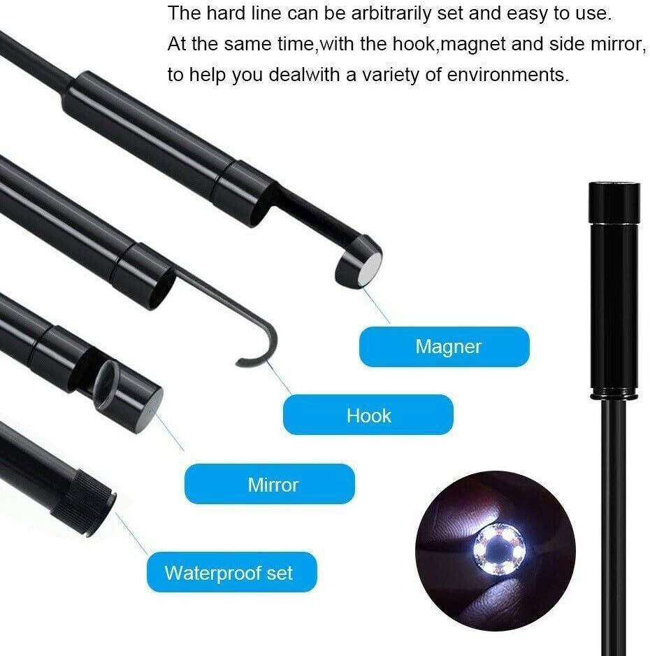 7mm Endoscope Camera with Light Dual-Lens HD Borescope IP67 Inspection Snake Cam