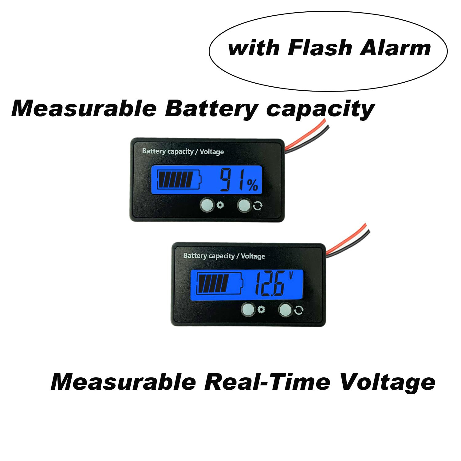 1/2x Battery Meter 12V Battery Capacity Voltage Indicator Battery Gauge Monitors