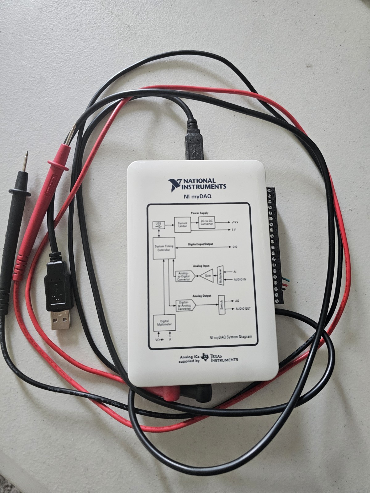 National Instruments NI myDAQ Data Acquisition DAQ LabVIEW w/ Probes USB Disc
