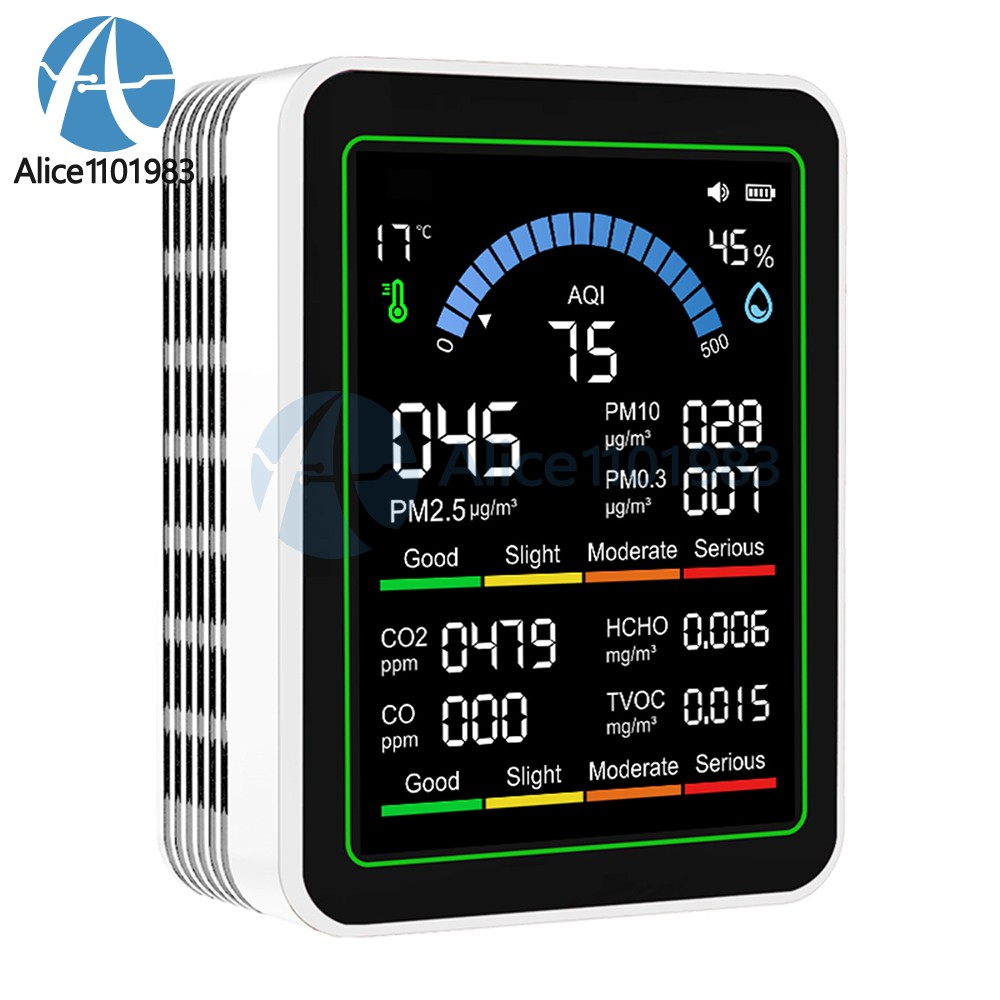 10-in-1 Air Quality Detector PM2.5 PM10 PM HCHO TVOC CO CO2 Formaldehyde Monitor