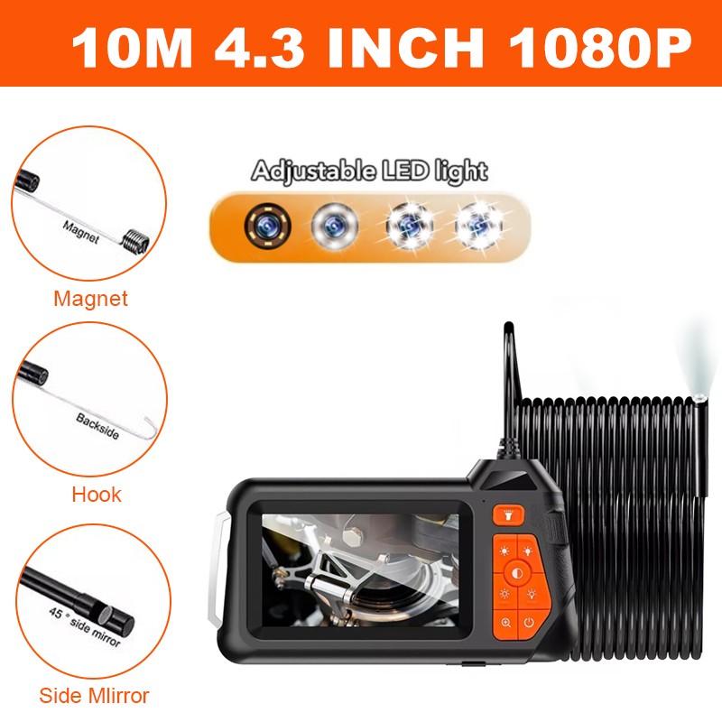 HD LED Industrial Endoscope Borescope 1080P 5.5mm Inspection Camera IP67 4.3inch