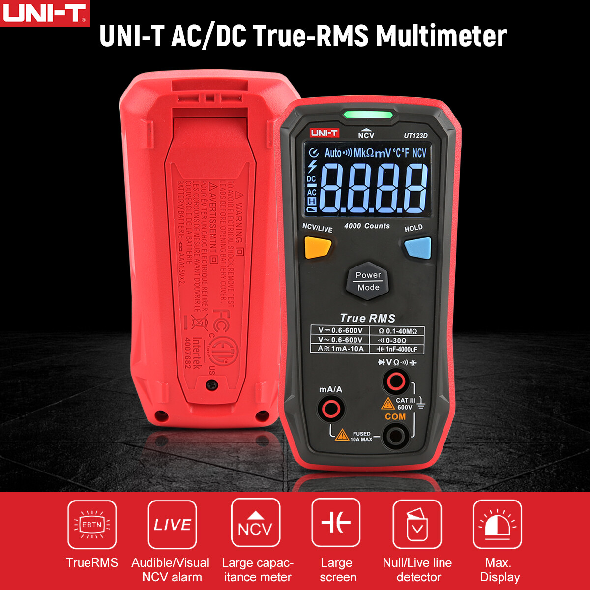 UNI-T Smart Multimeter True RMS AC DC Voltmeter Ammeter Ohm Capacitance Tester