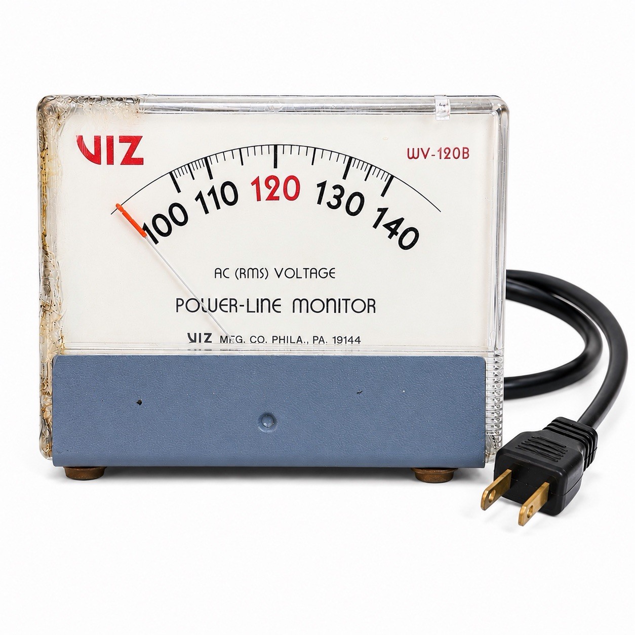 VIZ WV-120B Power-Line Monitor Vintage AC RMS Voltage Meter Blue Tested