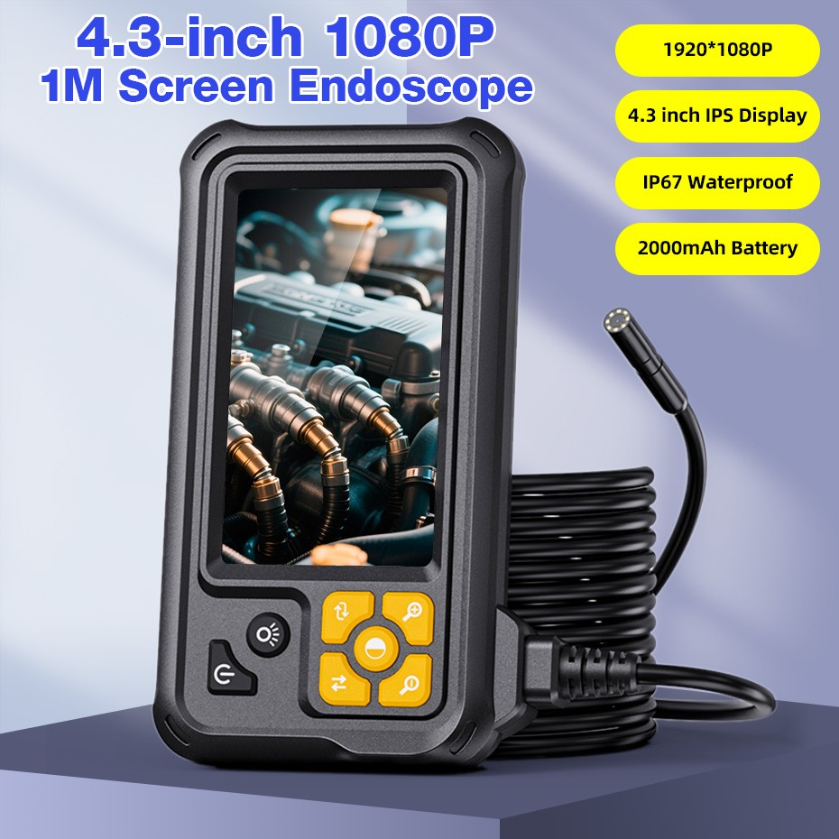 IP67 Waterproof Inspection Camera 4.3 Inch 1080P 8LED Light 1M Cable Industrial
